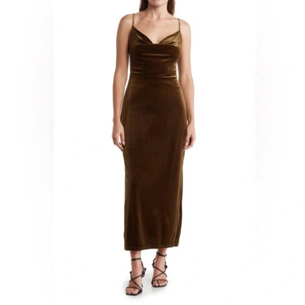 Taylor Cowl-Neck Sleeveless Midi Velvet Dress Size 8
